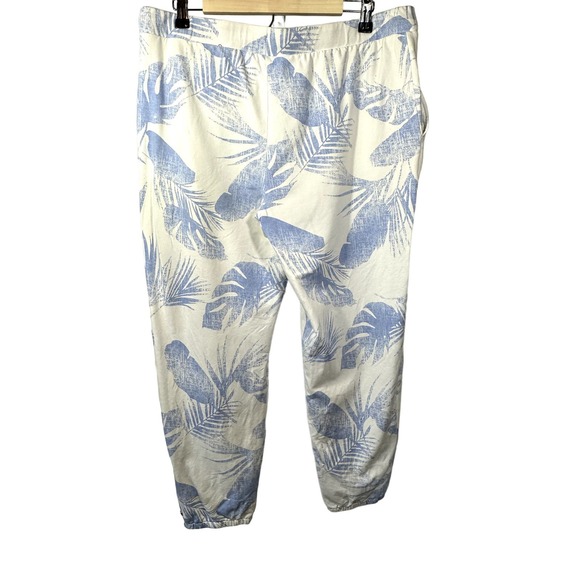 PEACE LOVE WORLD Women's Palm Leaf Print French Terry Jogger Pants Blue Large - Picture 8 of 11